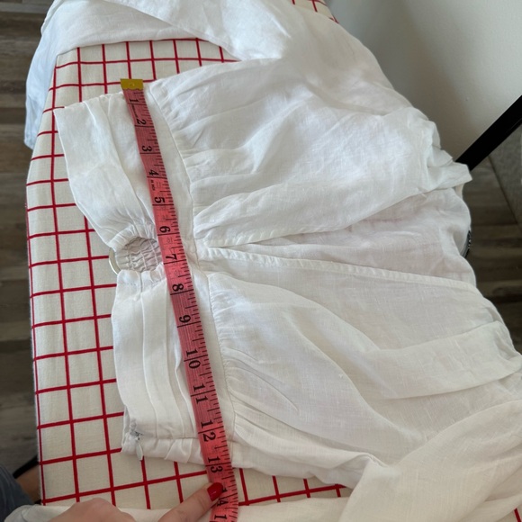 Zara Womens Sz XS White 100% Linen Drape Long Sleeve Deep V Neck Crop Top - Picture 4 of 7